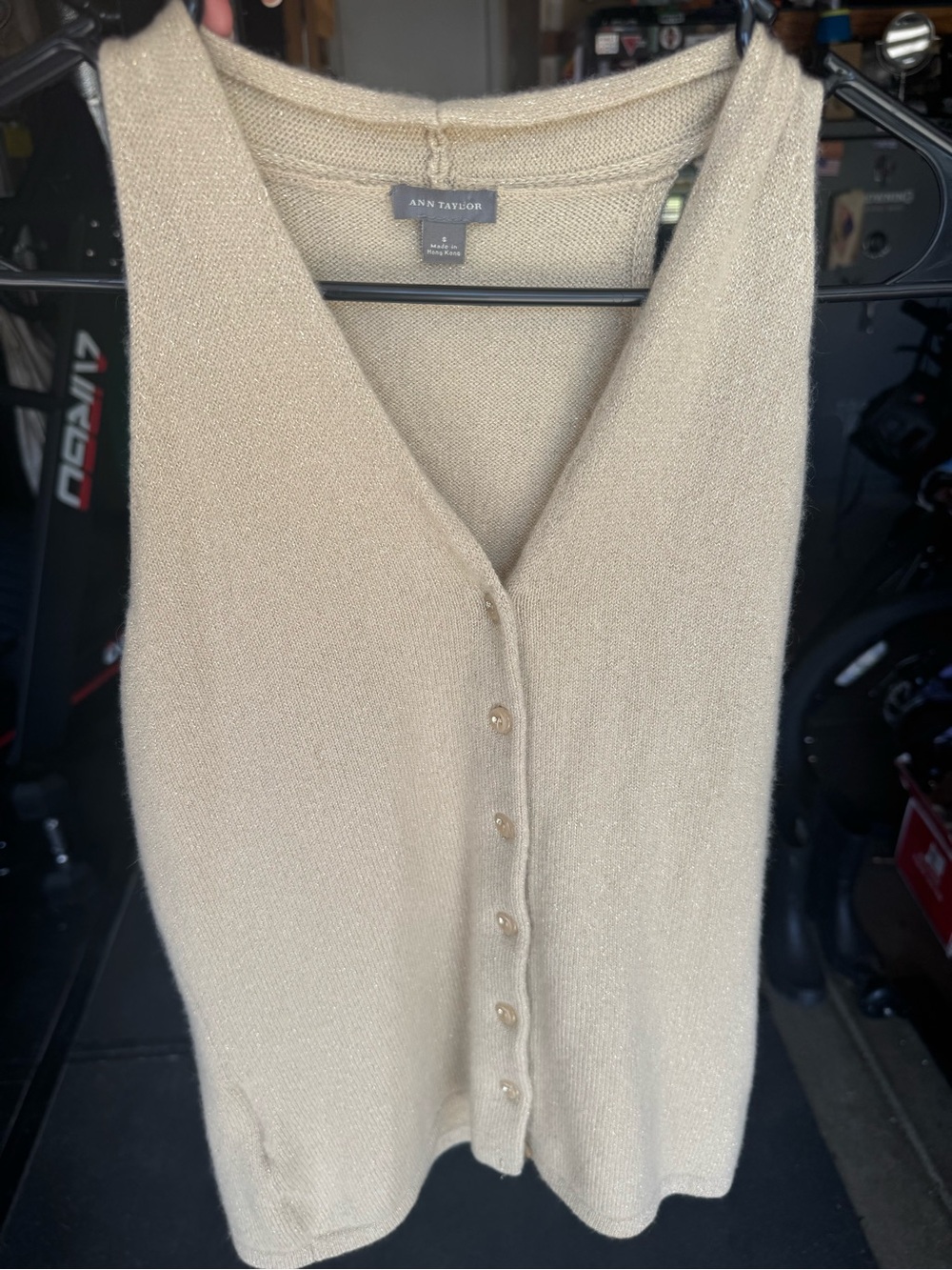 Ann Taylor Cashmere Button-Front Sweater Vest